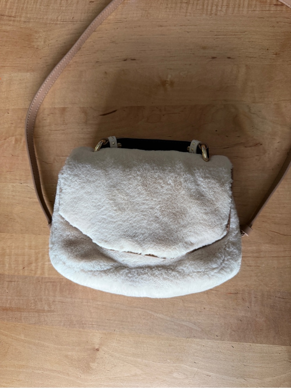 Maje Cream Faux Shearling Crossbody NWOT